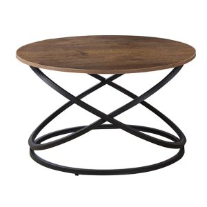 TORRE Τραπεζάκι Σαλονιού- Καθιστικού, Μέταλλο Βαφή Μαύρο, Απόχρωση Καρυδί