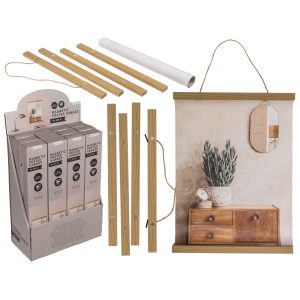 Πλαίσιο Μαγνητικό Για A3 Αφίσες Φυσικό Ξύλο 30cm Με Jute Σχοινί Για Κρέμασμα Στον Τοίχο