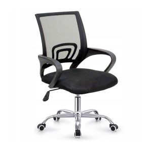 BF2101-W Πολυθρόνα Γραφείου χωρίς Ανάκλιση, Μέταλλο Χρώμιο Mesh Μαύρο