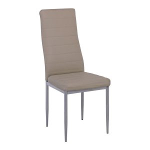 JETTA Καρέκλα Τραπεζαρίας – Μέταλλο Βαφή Γκρι, Pvc Cappuccino Full K/D – Συσκ.4