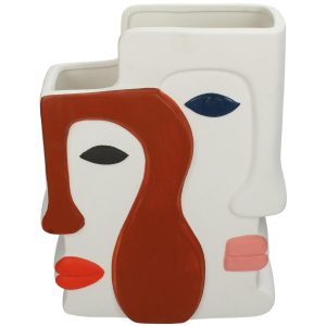 Βάζο ArteLibre Πρόσωπο Πολύχρωμο Κεραμικό 20.7×9.5x26cm