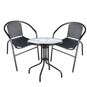 Σετ Τραπεζαρία Κήπου ArteLibre EARTH Μέταλλο Μαύρο Με 2 Πολυθρόνες