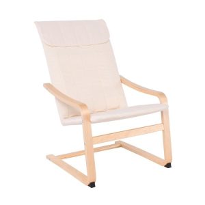 HAMILTON Πολυθρόνα Σαλονιού – Καθιστικού, Σημύδα – Ύφασμα Άσπρο