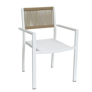 Πολυθρόνα Κήπου ArteLibre HORUS Λευκό/Καφέ Αλουμίνιο/Rattan 56x58x83cm