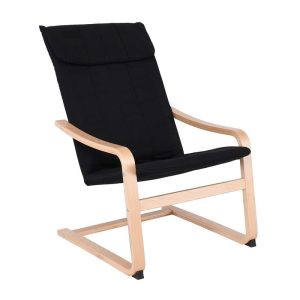 HAMILTON Πολυθρόνα Σαλονιού Καθιστικού, Σημύδα – Ύφασμα Μαύρο