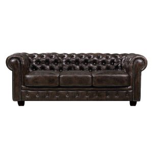 CHESTERFIELD Birmingham Καναπές 3Θέσιος Σαλονιού Καθιστικού,Δέρμα Απόχρωση Καφέ