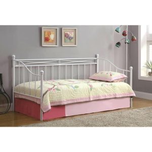 MARIN Set: Daybed με Στρώμα 90×190 + Βοηθητικό Κρεβάτι με Στρώμα 85×185 Μέταλλο Άσπρο