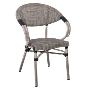 COSTA Πολυθρόνα Dining Αλουμινίου, Απόχρωση Antique Grey – Textilene Μπεζ