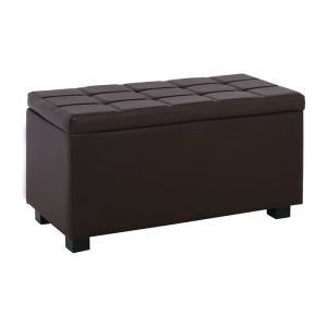 DENISE Σκαμπο με Αποθηκευτικό Χώρο – Ταμπουρέ, PU Σκούρο Καφέ