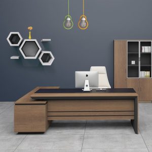 PROLINE Γραφείο Δεξιά Γωνία Απόχρωση Καρυδί Δρυς – Μαύρο