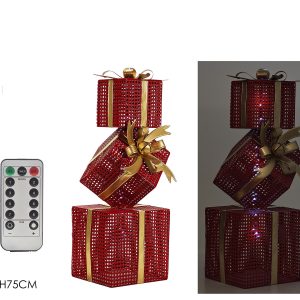 Φωτιζόμενα Χριστουγεννιάτικα Δώρα Κόκκινο/Χρυσό 75cm