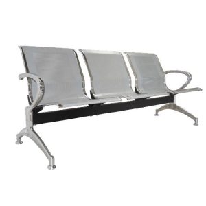 Κάθισμα Αναμονής – Υποδοχής 3 Θέσεων, Μέταλλο Χρώμιο Mesh Γκρι