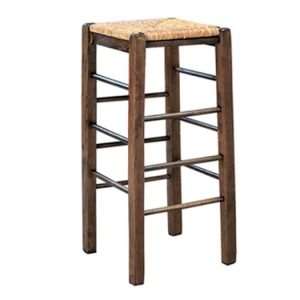 ΤΑΒΕΡΝΑΣ Σκαμπό BAR, Οξιά Εμποτισμός Καρυδί, Κάθισμα Ψάθα