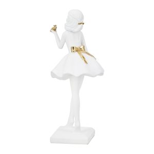 Φιγούρα Γυναίκα Πολύ Λευκό Χρυσό 11X11X24Cm 11X11X24Cm