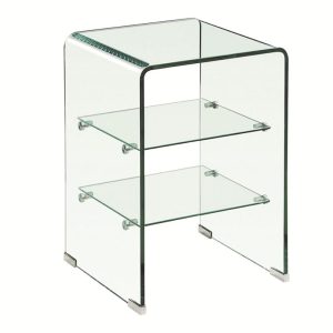 GLASSER Κομοδίνο Clear  2 Ράφια – Γυαλί 10mm / 5mm