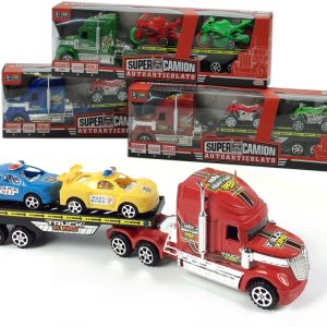 Παιχνίδι Φορτηγό Μεταφοράς Super Camion Με 2 Αυτοκίνητα Πλαστικό 32cm Σε 3 Συνδυασμούς Για 3+ Ετών