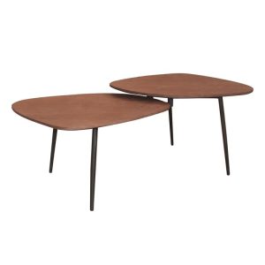 BERLIN Τραπεζάκι Σαλονιού Καθιστικού – Μέταλλο Βαφή Μαύρο – Καρυδί