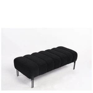 Παγκάκι Ottoman ArteLibre KUBO Μαύρο Ύφασμα Teddy/Μέταλλο 40×116.5x50cm