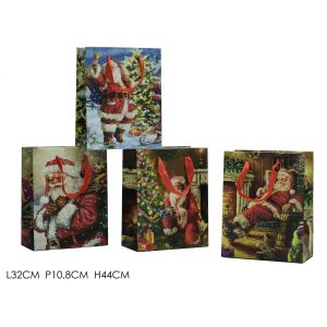 Τσάντα Συσκευασίας Με Κορδόνι Χριστουγεννιάτικη 30×10.8x44cm Σε 4 Σχέδια