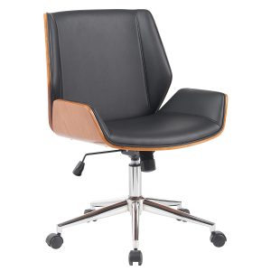 Καρέκλα Γραφείου ArteLibre ZAREK Μαύρο/Καφέ Ξύλο/PU/Αλουμίνιο 61×66.5×88.5-98m