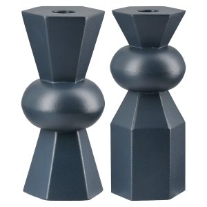 Κηροπήγιο “Metallo” Μεταλλικό Σκούρο Μπλε 2 Τμ. Ποικιλία 7X7X19Cm 7X7X19Cm