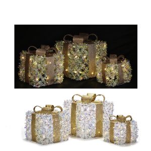 Χριστουγεννιάτικο Σετ Πακέτα Δώρων Με LED 3Τμχ