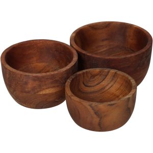 Μπολ ArteLibre Καφέ Ξύλο 11.4×11.4×6.5cm Σετ 3Τμχ