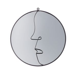 Καθρέφτης “Face” Μέταλλο Καθρέφτης Γυάλινο Μαύρο PU L. cm H. 42 cm D. 40 cm