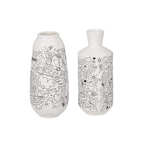 Βάζο ArteLibre Modern Art Λευκό Πορσελάνη Φ9x20cm Σε 2 Σχέδια