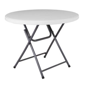 BLOW Τραπέζι Ροτόντα - Catering Πτυσσόμενο, Μέταλλο Βαφή Γκρι, HDPE Άσπρο 45mm
