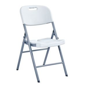 BLOW Καρέκλα Πτυσσόμενη, Μέταλλο Βαφή Γκρι, HDPE Άσπρο