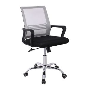 BF2110 Πολυθρόνα Γραφείου Μέταλλο Χρώμιο, Mesh Γκρι – Μαύρο