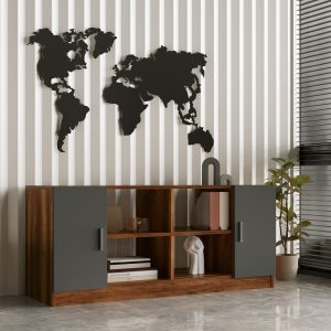 Βιβλιοθήκη ArteLibre EDMONTON Baroque/Ανθρακί Μοριοσανίδα 139.8×46.3×61.8cm