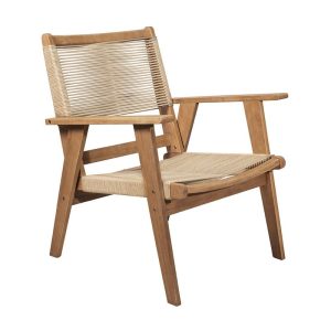 COFFEE Living Πολυθρόνα Καθιστικού Βεράντας – Κήπου, Ακακία Φυσικό-Rope Wicker Μπεζ