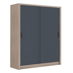 VANITY Ντουλάπα Δίφυλλη – Συρόμενη, Αποχρώσεων Sonoma Oak & Grey