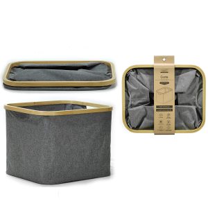 Καλάθι Γκρι Πολυεστέρας/Μπαμπού 41x33x30cm