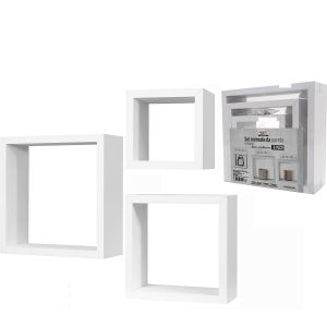 Σετ Ράφια Κυβικά Λευκά Ξύλο 25x25x9cm/20x20x9cm/15x15x9cm 3Τμχ