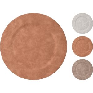 Πιάτο ArteLibre Πλαστικό Με Επικάλυψη Ύφασμα Suede Φ33cm Σε 3 Χρώματα