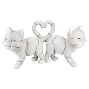 Φιγούρα Γάτα ‘Kitten’ Πολυρεζίνη Γκρι 7.5x20x11cm 2Τμχ