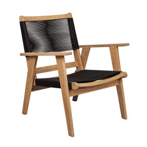 COFFEE Living Πολυθρόνα Καθιστικού Βεράντας – Κήπου, ΑκακίαΦυσικό-Rope Wicker Μαύρο