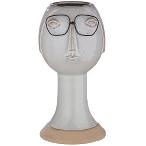 Κασπώ ArteLibre Πρόσωπο Με Γυαλιά Γκρι Πορσελάνη 12×11.5×23.5cm