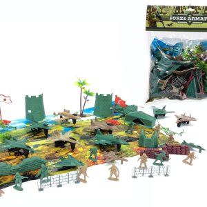 Επιτραπέζιο Παιχνίδι Σετ Μάχης Με Στρατιωτάκια Οχυρώσεις Οχήματα Και Επιφάνεια Πλαστικό Για 3+ Ετών