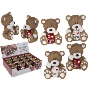 Διακοσμητικό Αρκουδάκι ‘I Love You’ Καφέ Polyresin 6×6.5cm Σε 2 Σχέδια