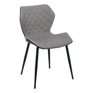 DAVID Καρέκλα Τραπεζαρίας Κουζίνας, Μέταλλο Βαφή Μαύρο PU Μαύρο, Ύφασμα Cappuccino