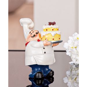 Φιγούρα Μάγειρας ‘Paolo’ Πολυ Ροζ/Λευκό 8×5.5×9.5cm