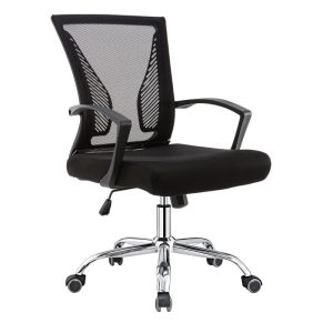 BF2120 Πολυθρόνα Γραφείου Βάση Χρώμιο – Mesh Μαύρο