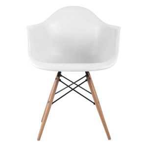 ALEA Wood Πολυθρόνα Τραπεζαρίας Ξύλο, PP Άσπρο