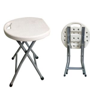 BLOW Σκαμπό Βοηθητικό – Πτυσσόμενο, Μέταλλο Βαφή Γκρι, HDPE Άσπρο