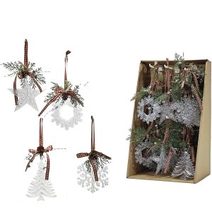 Χριστουγεννιάτικα Κρεμαστά Διακοσμητικά Λευκό 17cm Σε 4 Σχέδια