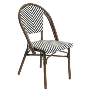 Πολυθρόνα Κήπου ArteLibre AKIRA Λευκό/Μαύρο/Καφέ Μπαμπού/Rattan 48x56x86cm